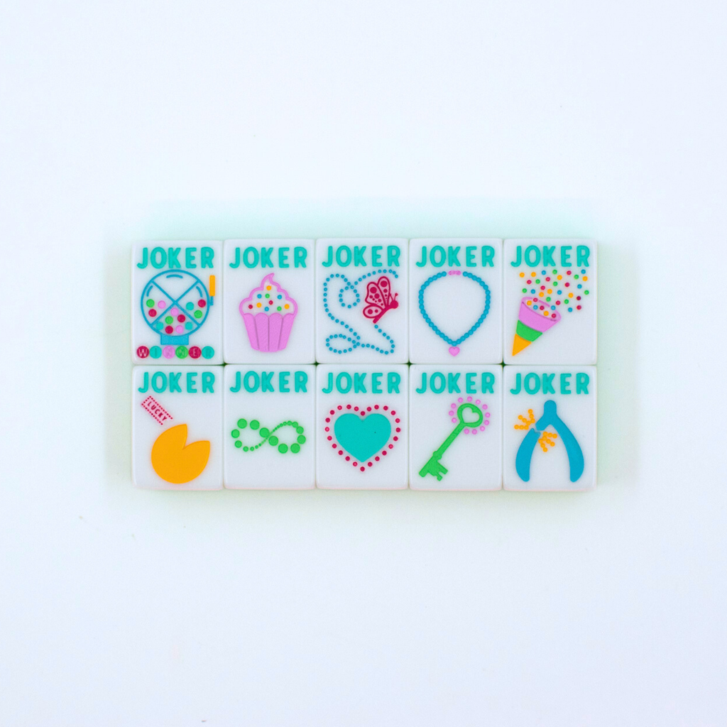 Crystal Confetti Lemon-Lime | Mahjong with a Sprinkle of Color and Joy | 1.25" x 0.9" x 0.7"