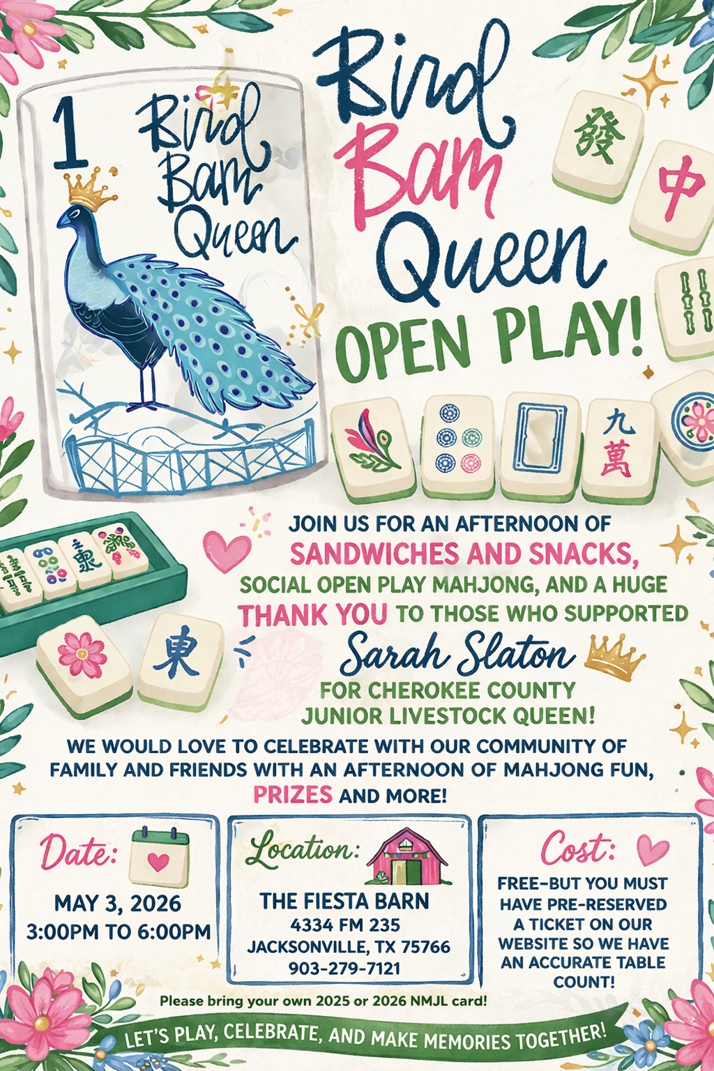 Bird Bam Queen Open Play Thank You Event!