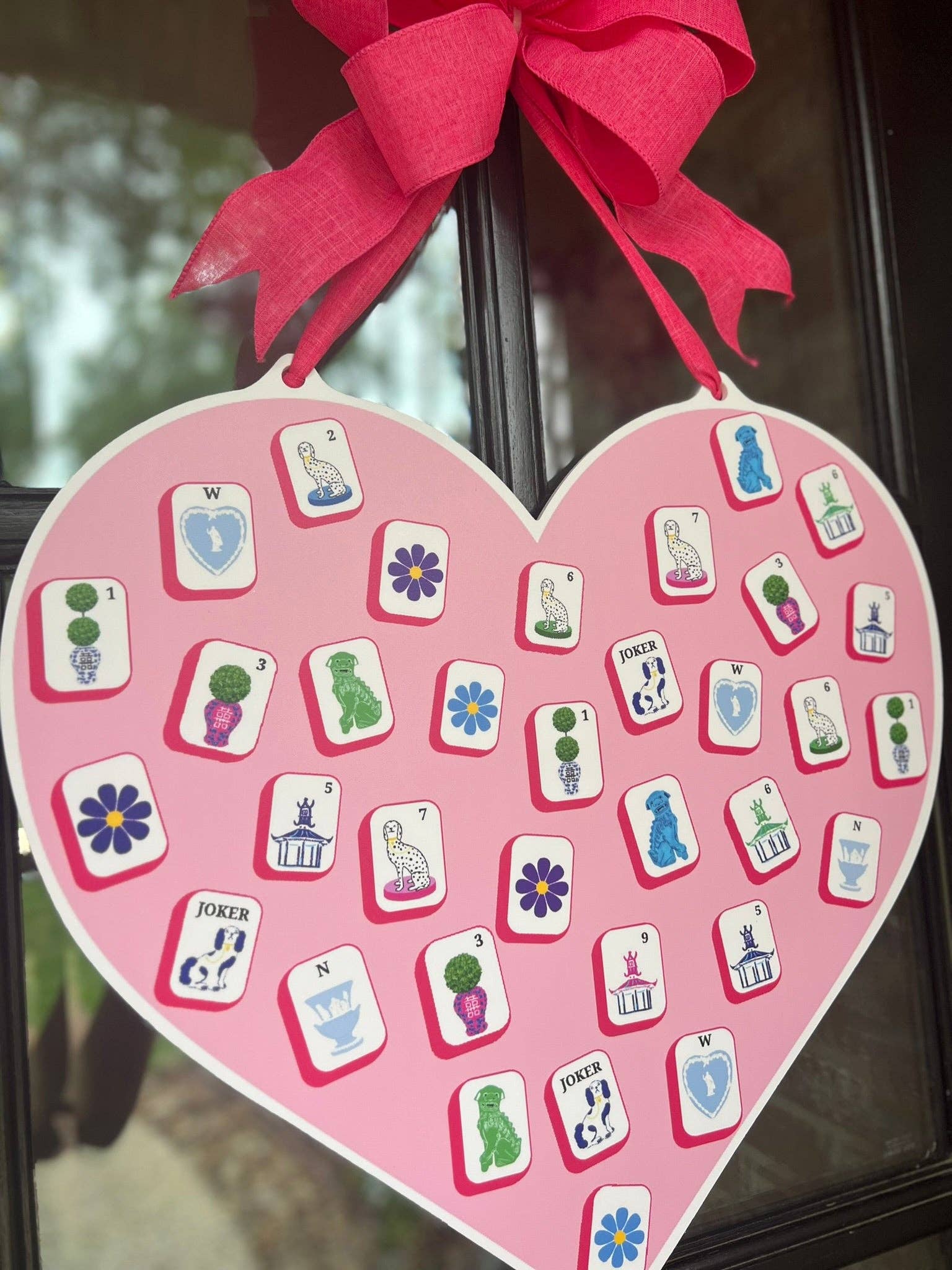 Mahj Tile Heart Door Hanger - HTH x Stylin' Brunette
