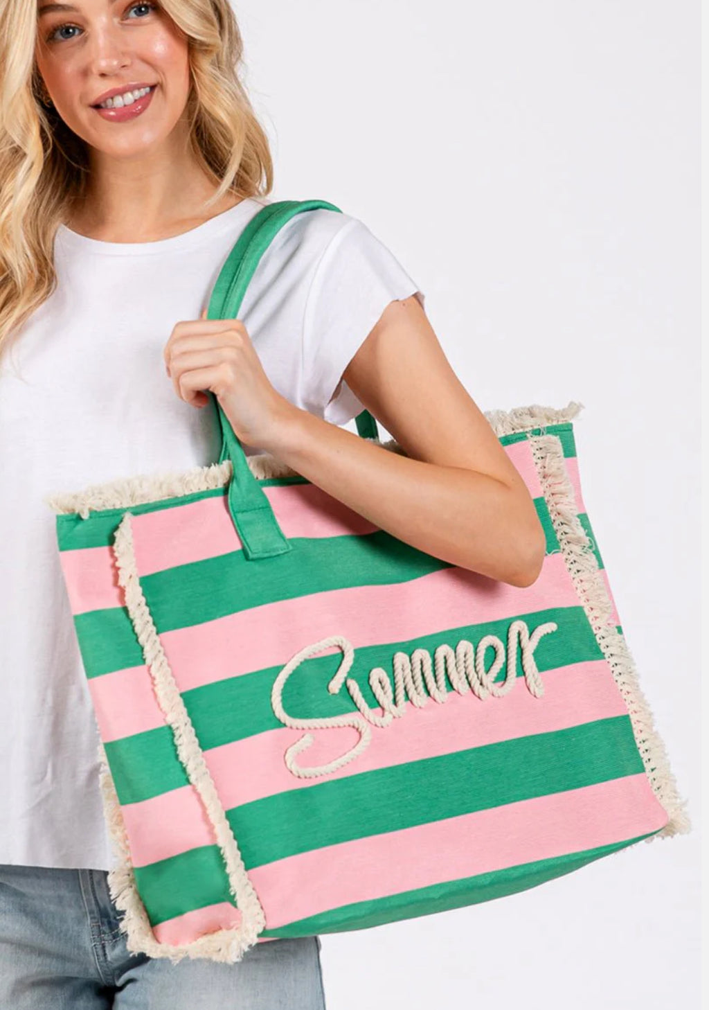 Green and Pink Summer Tote