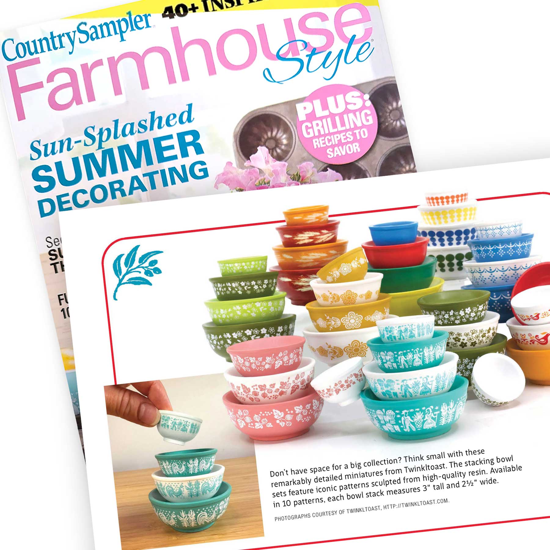 Mini Pyrex-Inspired Mixing Bowls – Retro Stackable Set: Spring Blossom
