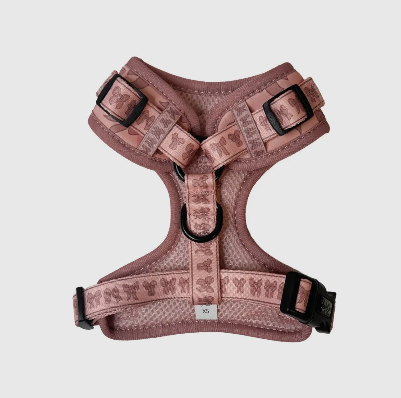 DOG ADJUSTABLE HARNESS - PINK BOWS