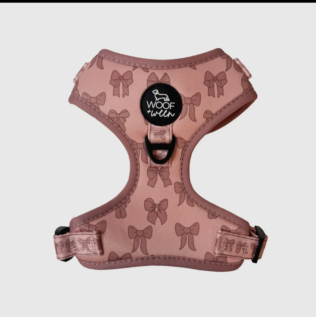 DOG ADJUSTABLE HARNESS - PINK BOWS