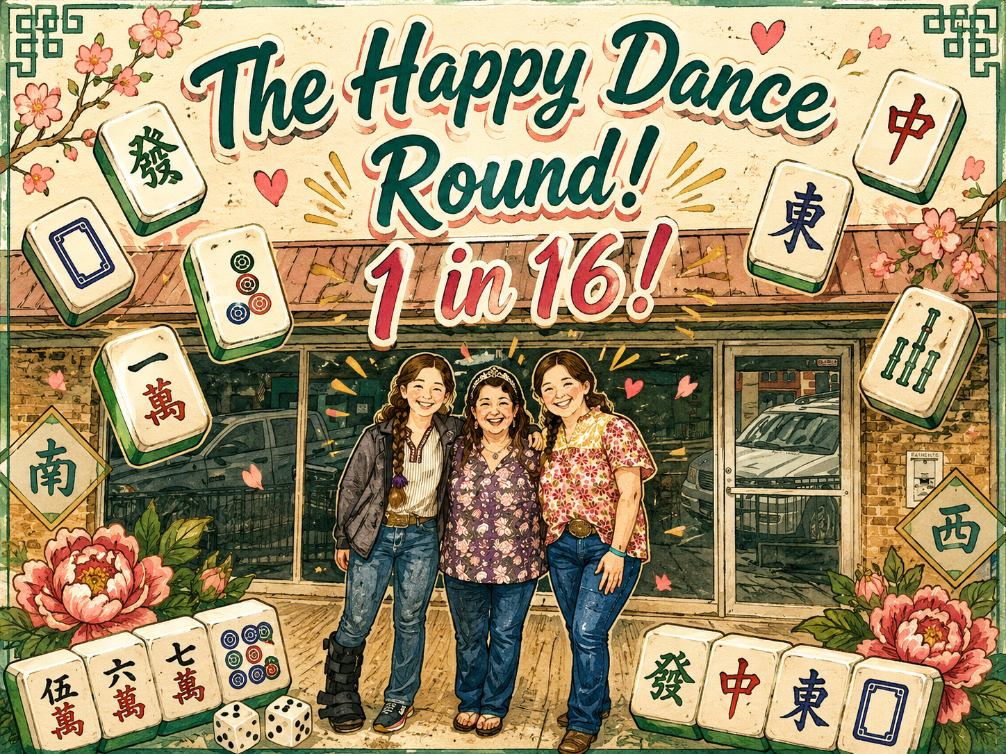 The Happy Dance Round! 16 chances- One stunning mahjong set!