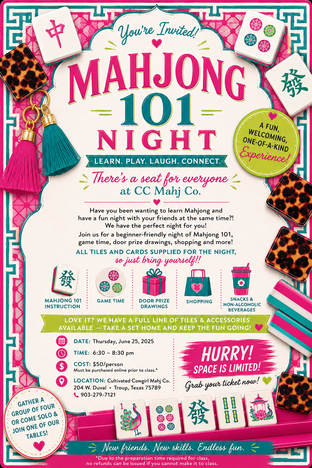 Mahjong 101 Night at CC Mahj Co.