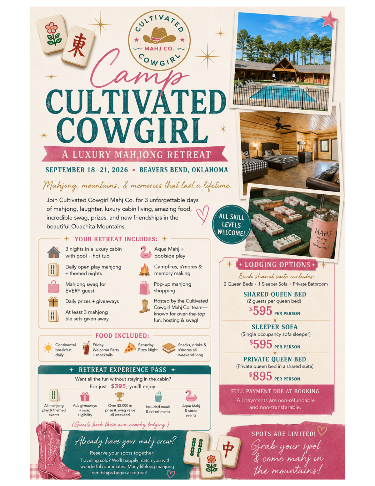 ✨🀄️ CAMP CULTIVATED COWGIRL 🀄️✨ - A Luxury Mahjong Retreat