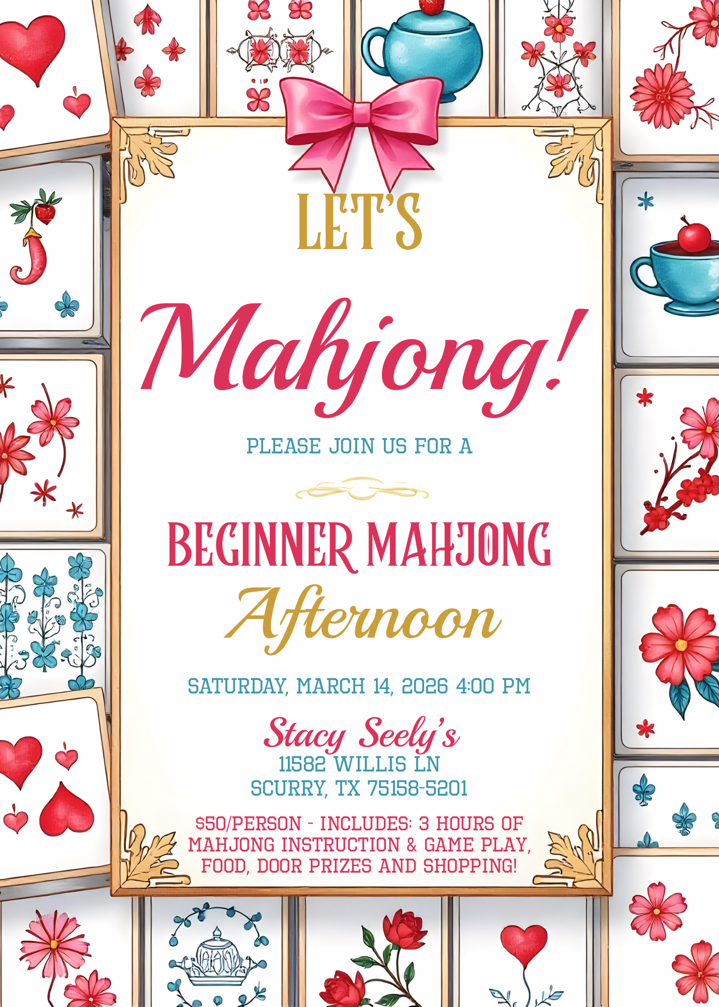 Beginner Mahjong Afternoon at Stacy Seely’s