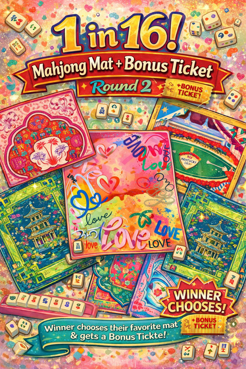 Mahjong Mega Mat Round 2! 16 chances- One beautiful mahjong mat!