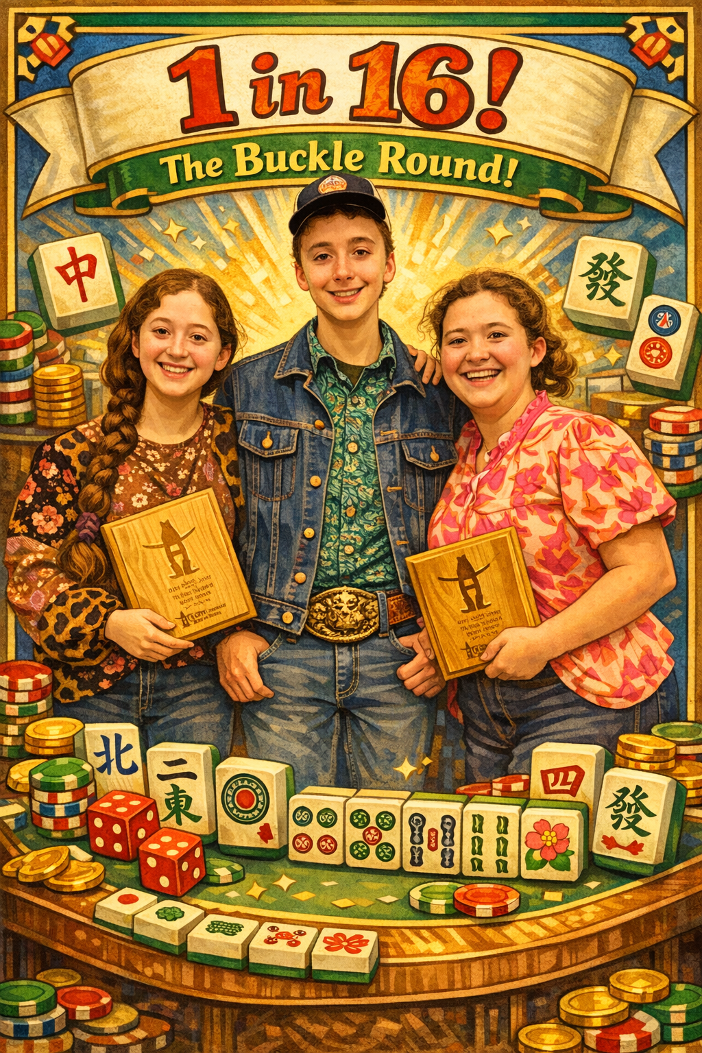 The Buckle Round! 16 chances- One stunning mahjong set plus a bonus ticket!