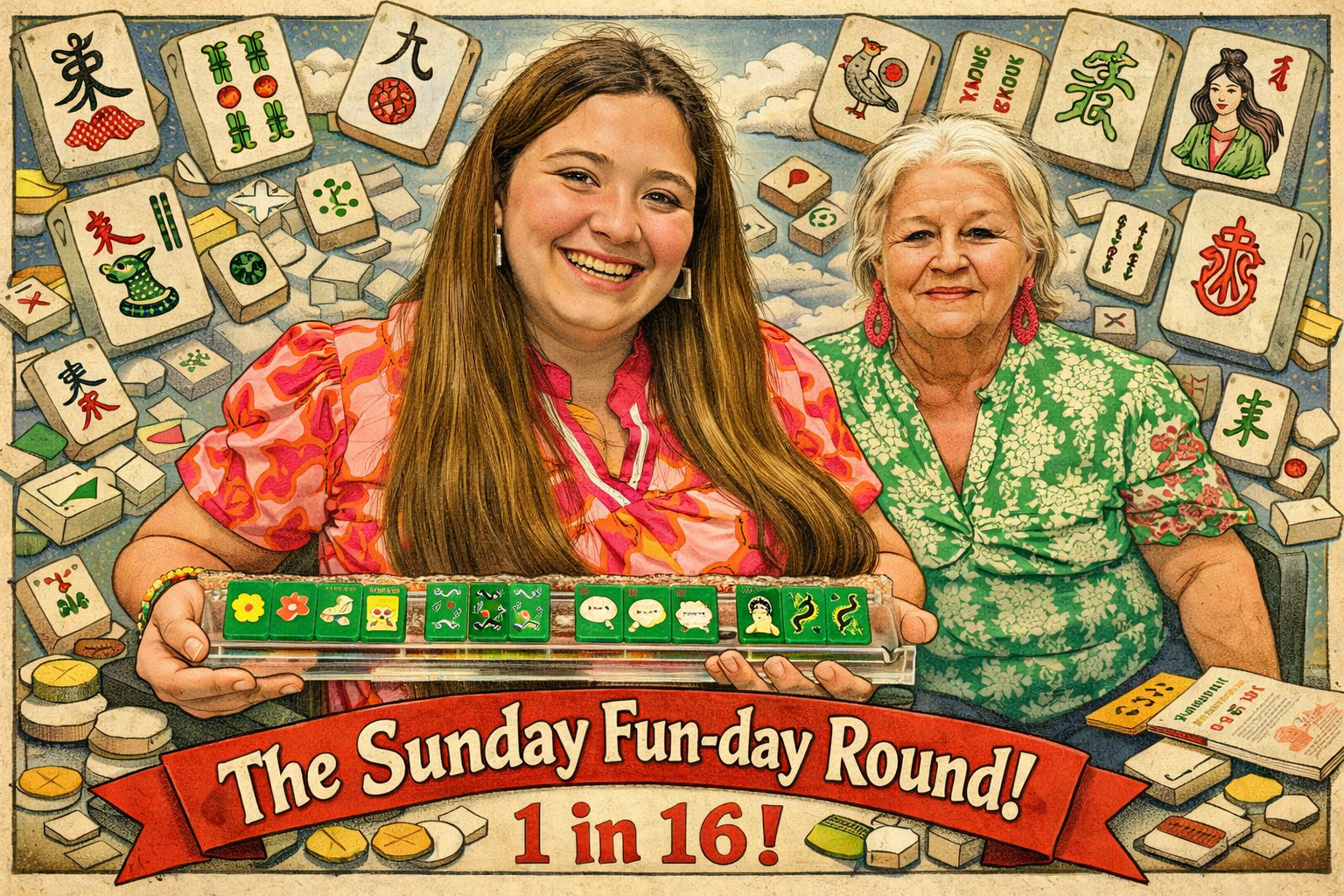 The Sunday Fun-day Round! 16 chances- One stunning mahjong set plus a bonus ticket!