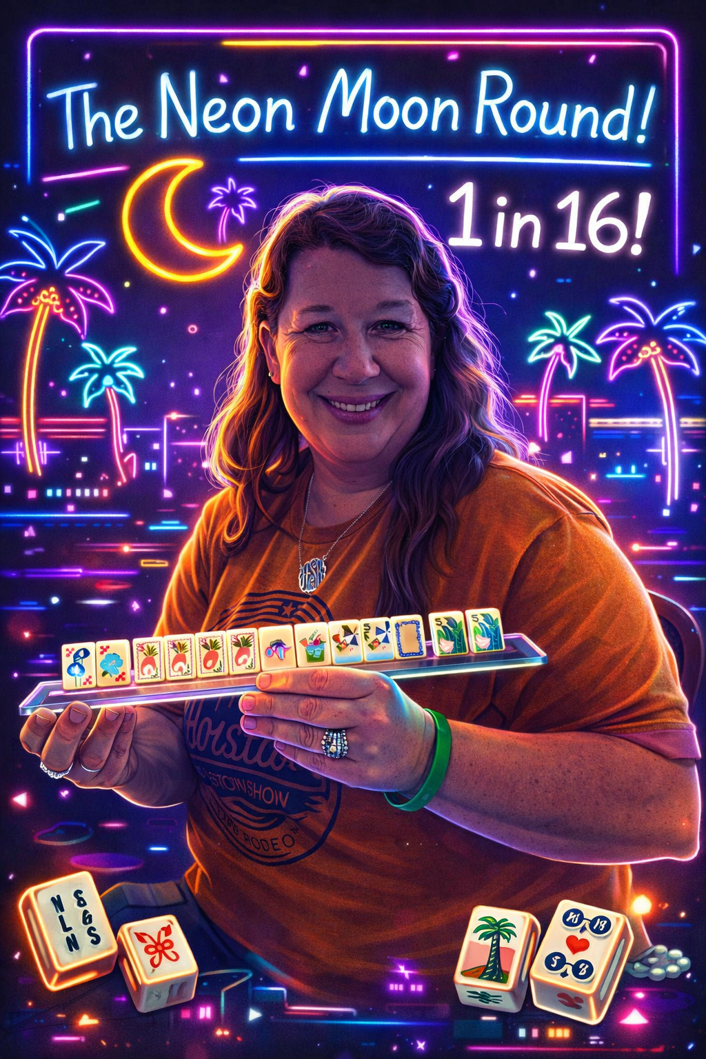 The Neon Moon Round! 16 chances- One stunning mahjong set!