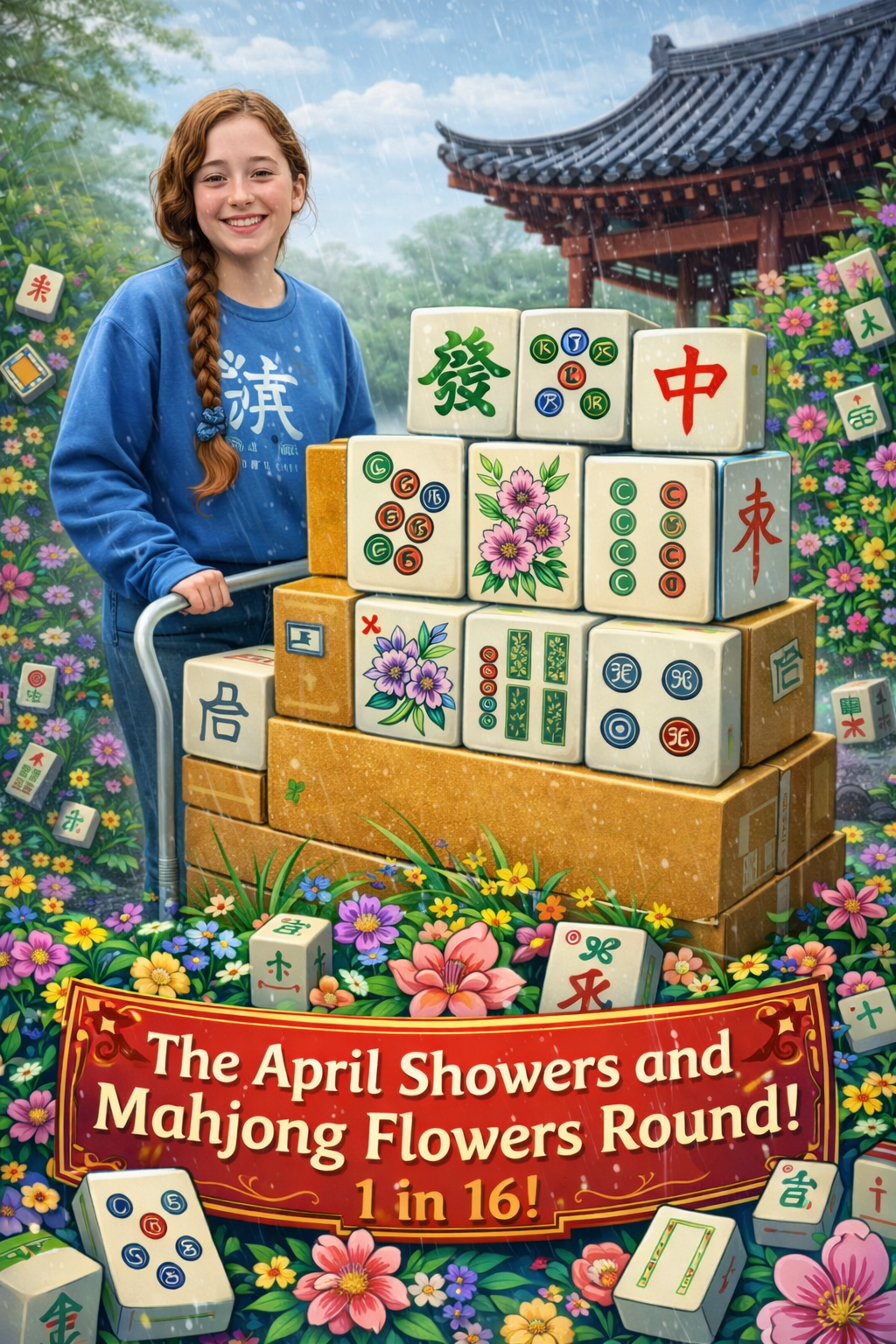 The April Showers and Mahjong Flowers Round! 16 chances- One stunning mahjong set!