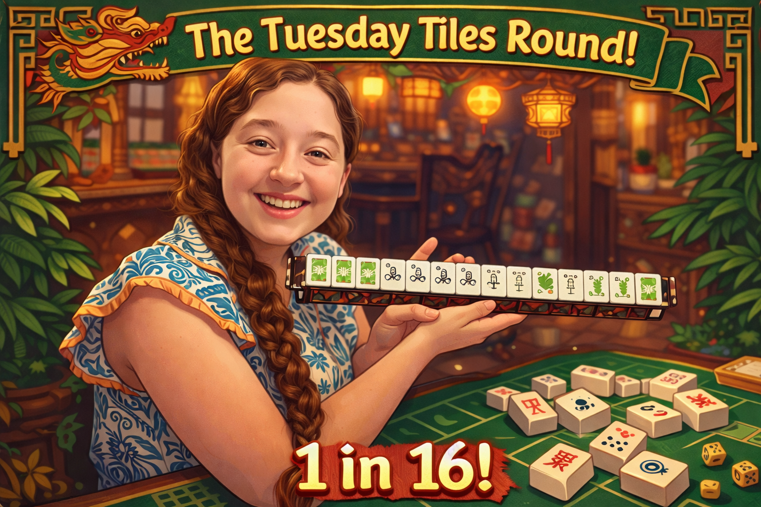 The Tuesday Tiles Round! 16 chances- One stunning mahjong set!
