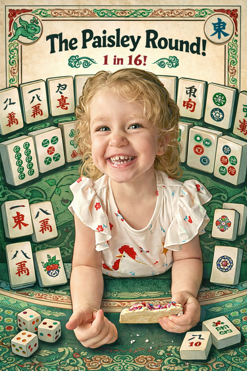 The Paisley Round! 16 chances- One stunning mahjong set!