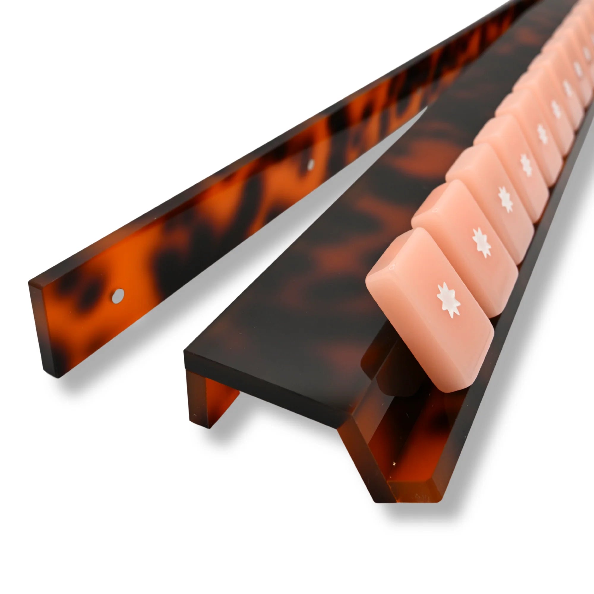 Tortoise Mahjong Rack and Pusher, Set of 4