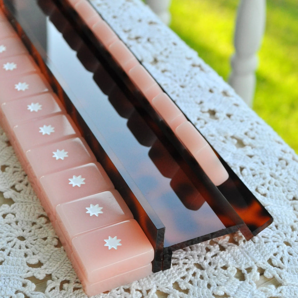 Tortoise Mahjong Rack and Pusher, Set of 4