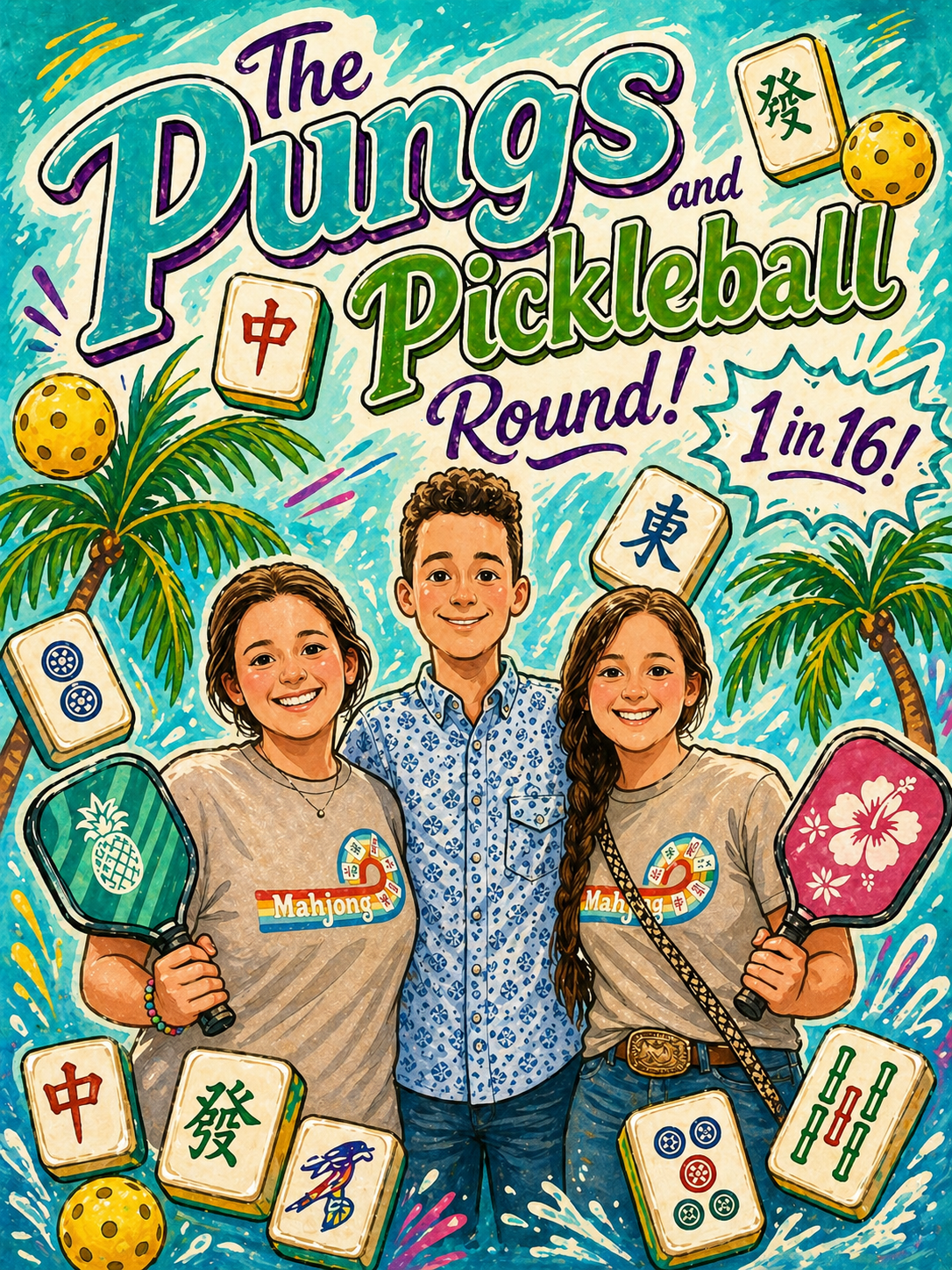 The Pungs and Pickeball Round! 16 chances- One stunning mahjong set!
