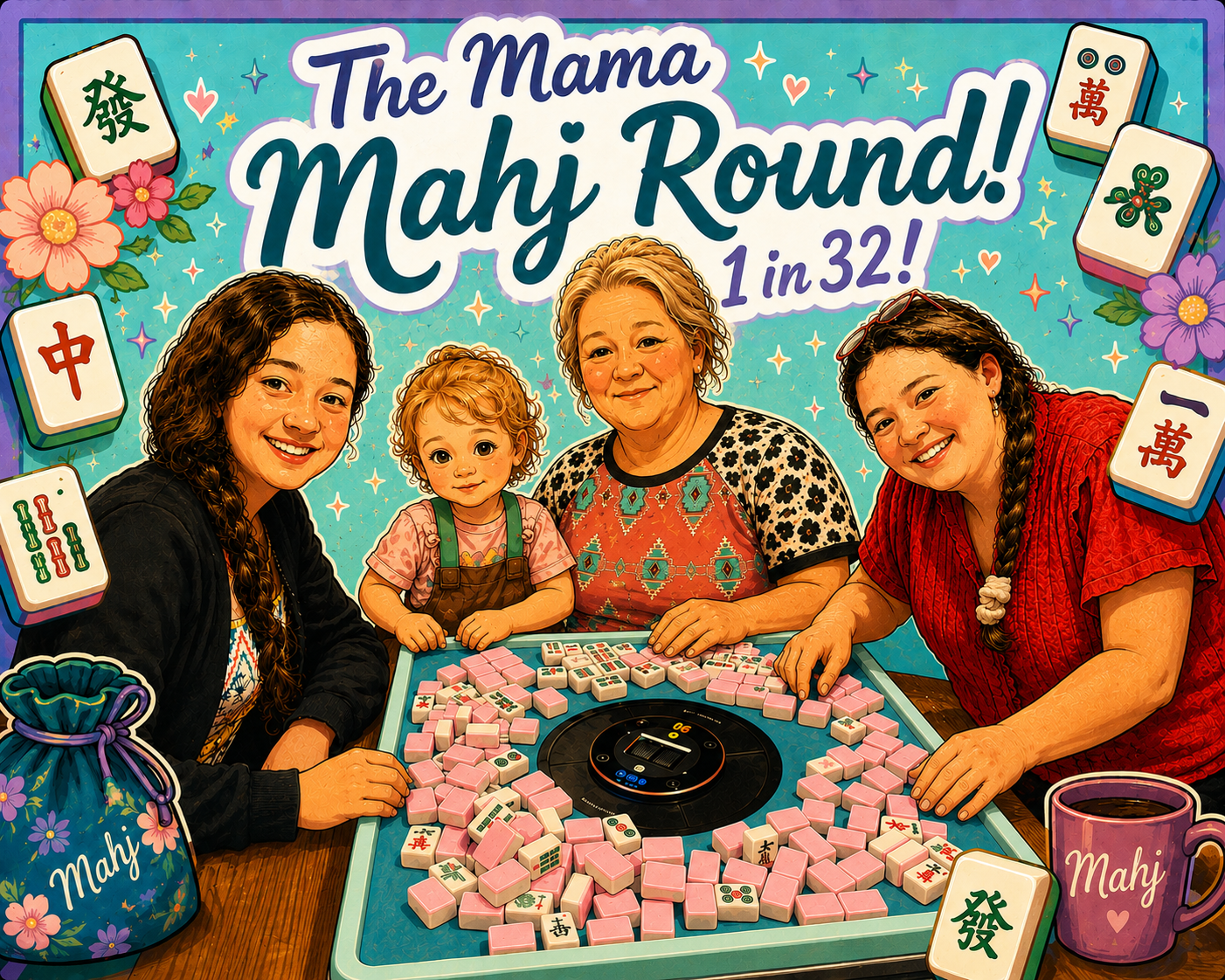 The Mama Mahj Round! 32 chances- One stunning automatic mahjong tabletop!