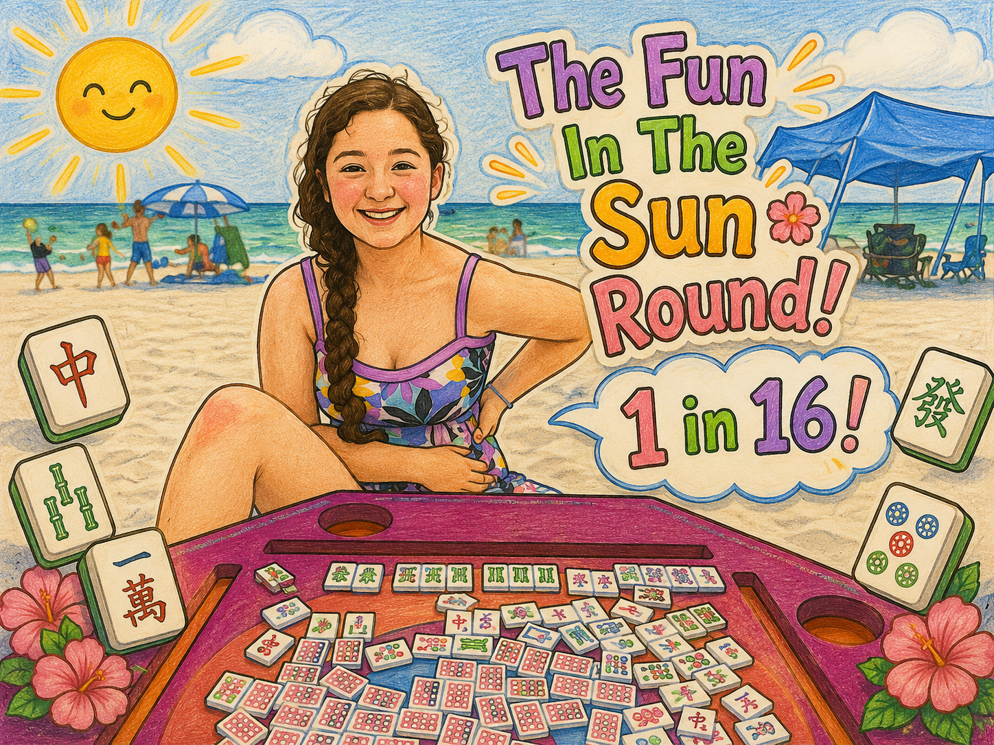 The Fun In The Sun Round! 16 chances- One stunning mahjong set!