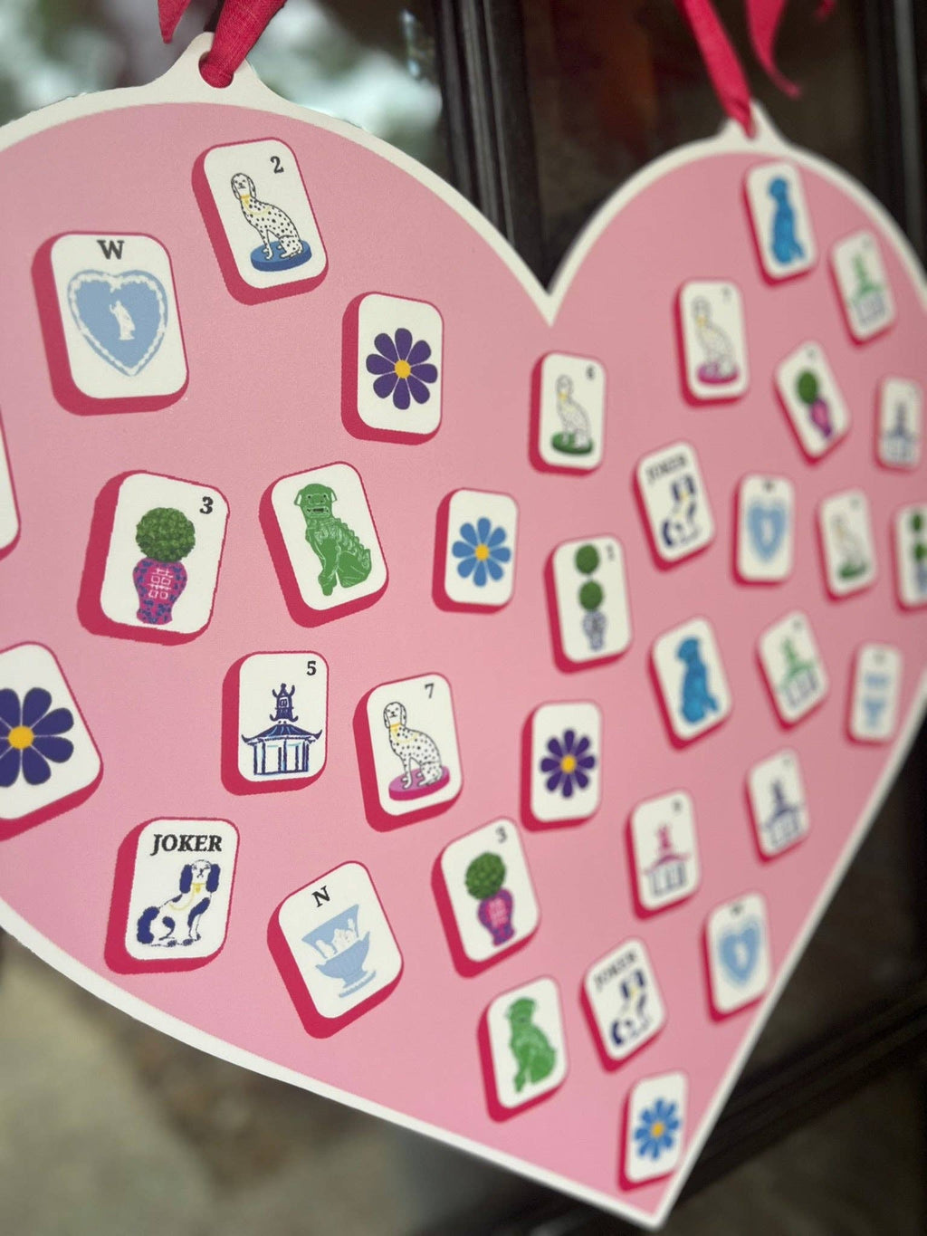 Mahj Tile Heart Door Hanger - HTH x Stylin' Brunette