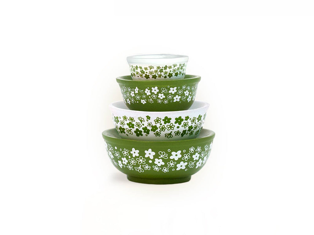 Mini Pyrex-Inspired Mixing Bowls – Retro Stackable Set: Spring Blossom